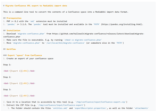 Content of the readme file for the Github Migrate Confluence tool