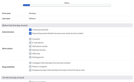 Screenshot of the onboarding page